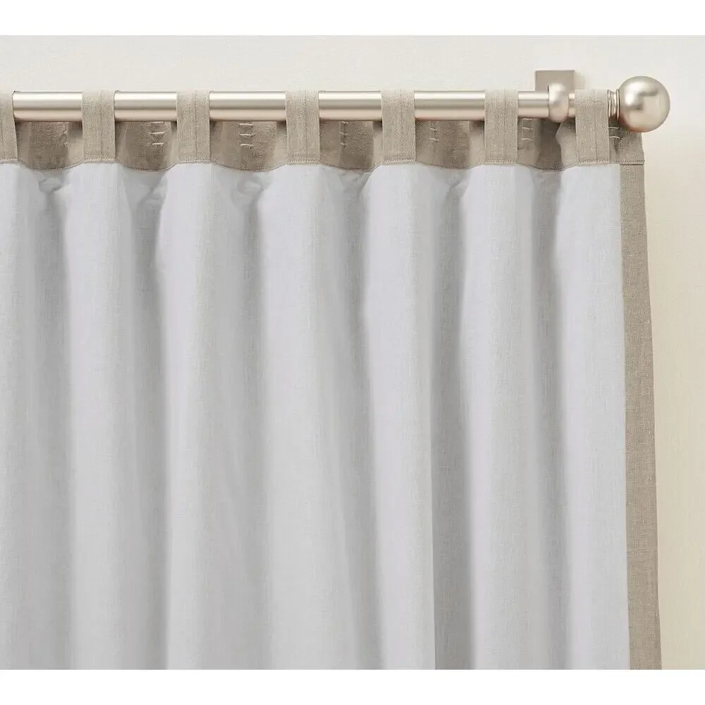 Pottery Barn 3-in-1 Pole Top Belgian Flax Linen Curtain Blackout Lining 50x108”